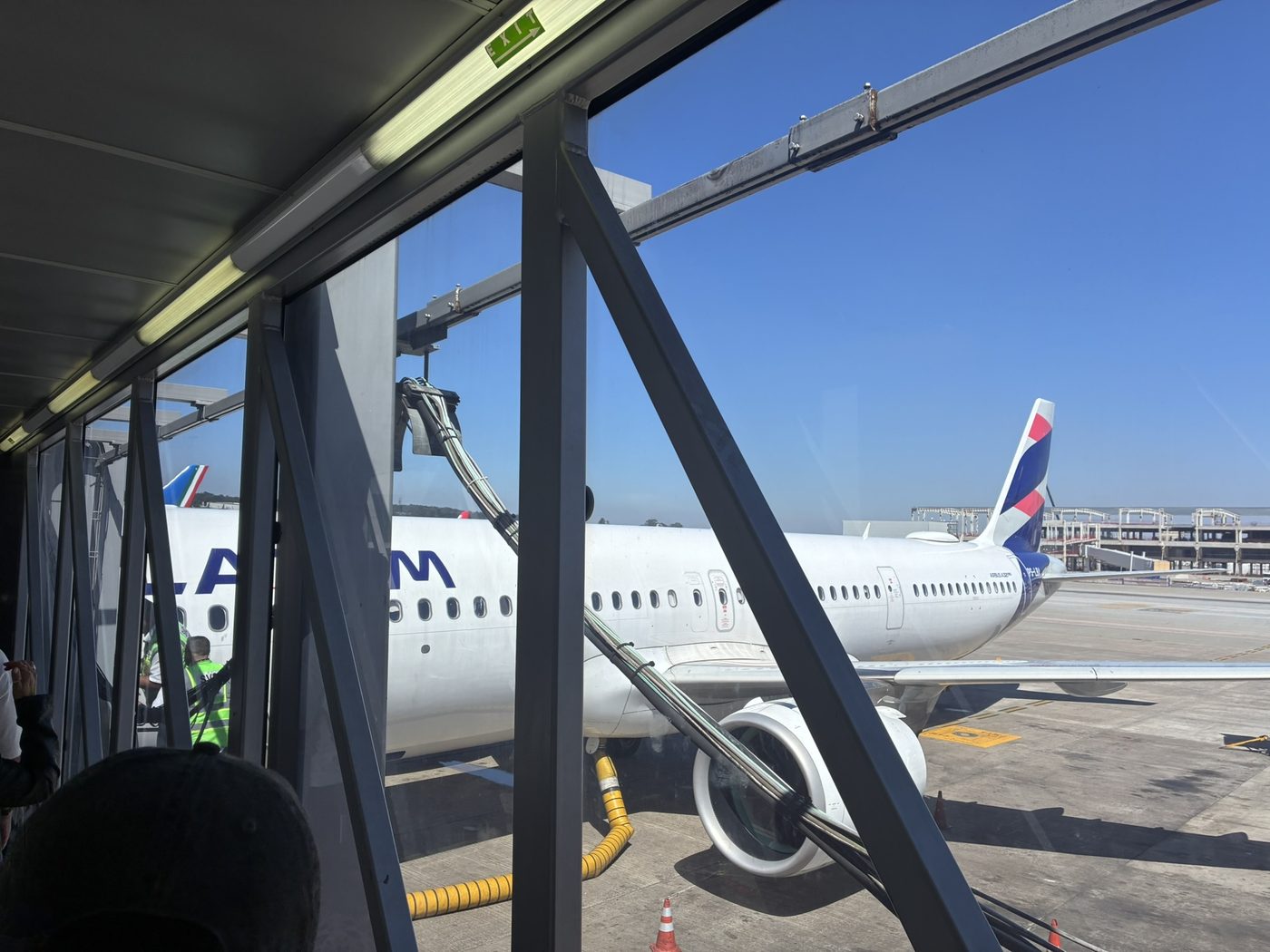 View of an aircraft wing and engine from a window seat